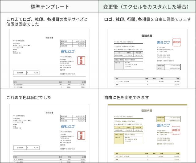 カスタムテンプレートのサンプル画像