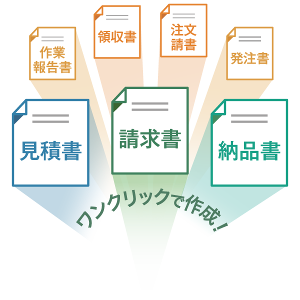 見積書・請求書・納品書をワンクリックで作成！シンプル&直感的なインターフェイスで、あらゆる書類作成を簡単に。