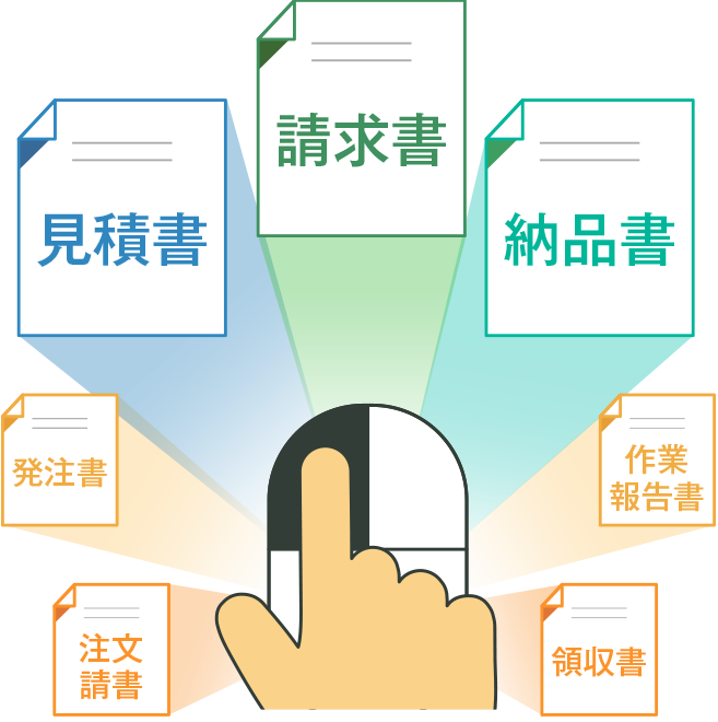 見積書・請求書・納品書をワンクリックで作成！シンプル&直感的なインターフェイスで、あらゆる書類作成を簡単に。