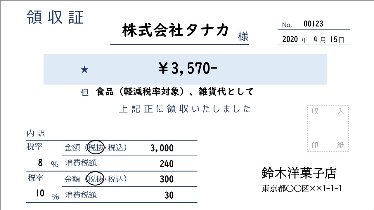 軽減 税率 領収 書 の 書き方